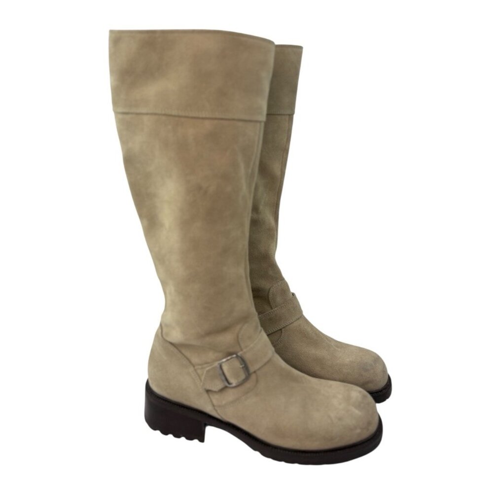-J. Crew Boots Womens Size 9 Suede Leather Mid Calf Quiet Luxury Old Money Italy